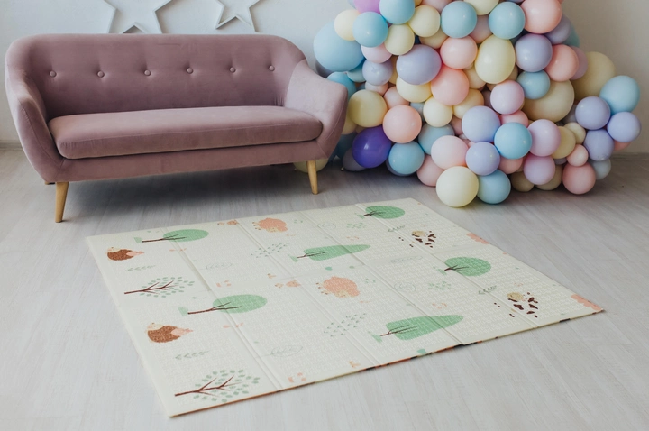 Дитячий двосторонній, складний килимок Poppet "Тигреня в лісі та Молочна ферма", PP001-150 150х180x1 см . Фото 2