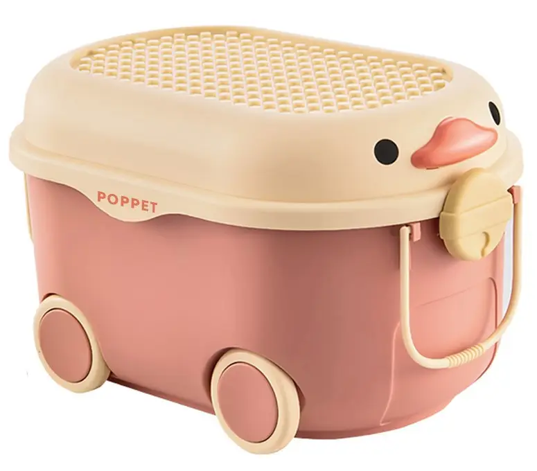 Багатофункціональний ящик для зберігання іграшок Poppet Каченя Оранж на колесах Середній (PP-001O-M)