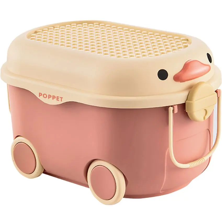 Багатофункціональний ящик для зберігання іграшок Poppet Каченя Оранж на колесах великий (PP-001O-L)